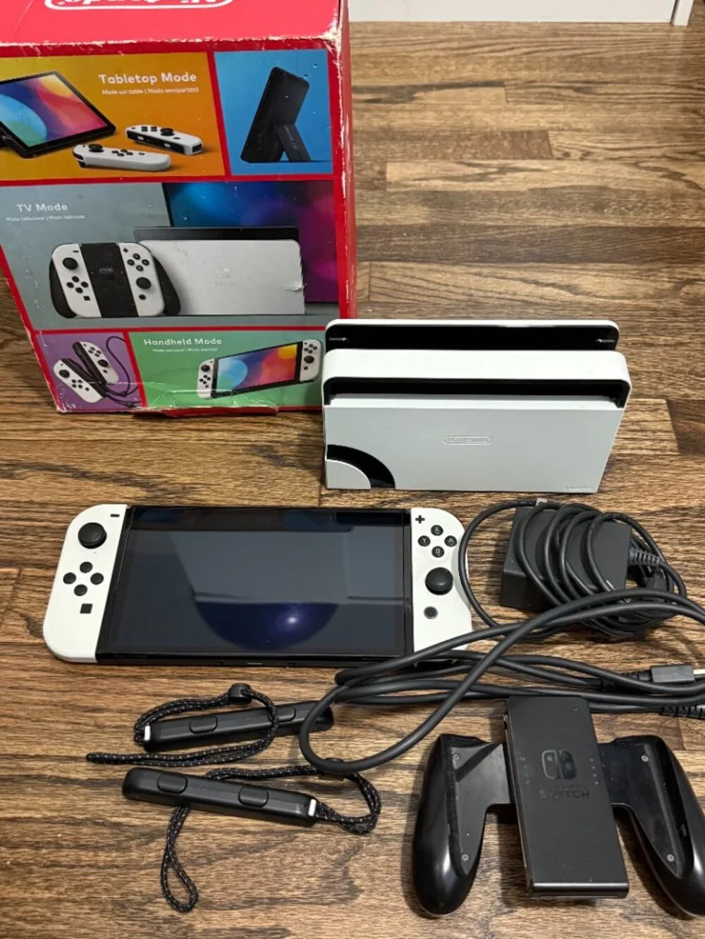 Nintendo Switch OLED White Console w/ Dock, Charger, HDMI, Controller, Adapter